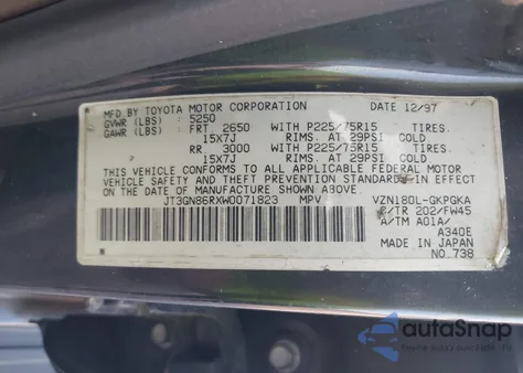 1998 Toyota 4Runner Sr5 V6 from USA, damaged, VIN JT3GN86RXW0071823